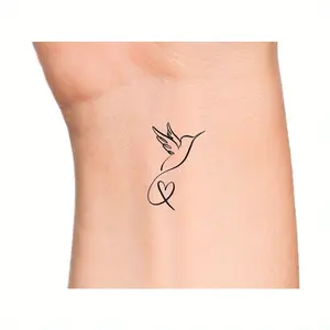 Hummingbird Heart Temporary Tattoo / bird animal tattoo