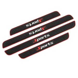 4PCS Rubber Car Threshold Bumper Strip SPORT Alphabetical Door Decorative Strip Anti-friction Scratch Car Exterior Accessories Vehicle Exterior Decoration