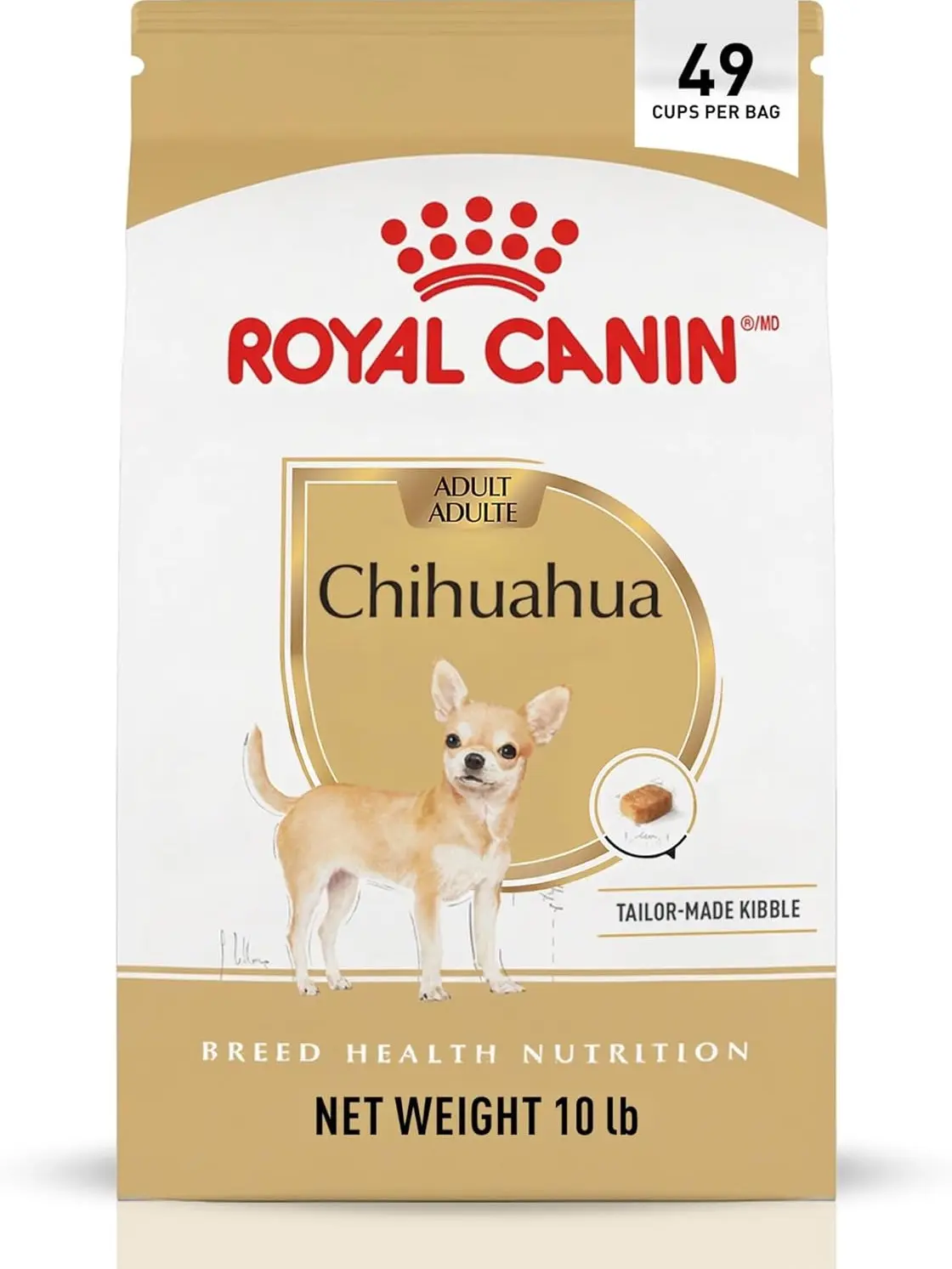 Royal Canin Chihuahua Adult Breed-Specific Dry Dog Food with Taurine, Chihuahuas-Focused, Biotin, Potassium Chloride, Chicken Meal, 10 lbs Bag