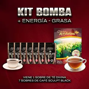 Te Divina 1 bag + Sculpt Black  7 sachets with Reishi and Garcinia Cambogia - Promotes Energy and Concentration Natural Beverage