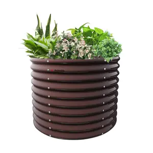 A ANLEOLIFE 30" Extra Tall Galvanized Raised Garden Beds Outdoor, 3x2.5ft Round Metal Planter Boxes for Planting Vegetables, Flowers, Fruits, Eco-Safe & Easy Setup, Quartz Grey