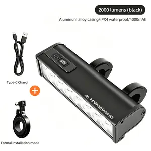 15-LED Bicycle Light, 4000mAh USB-Rechargeable Headlight — Suitable for Road Cycling, Mountain Biking, Running, Camping, and Hiking，minimalist lighting，