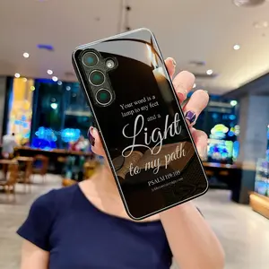 Candlelight Bible Verse Tempered Glass Phone Case, Suitable for Samsung Galaxy S26 S25 S24 S23 S22Pro S21 S20 Fe Plus Ultra Pro A56 A55 A54 A53 A52 A51 A36 A35 A34 A32 A26 A25 A24 A23 A16 A15 A14 A06 A05 A03s, High-End Gift for Friends
