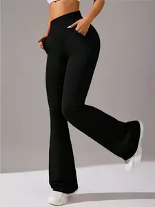 Women's High Stretch Micro Flare Sweatpants Soft Elastic Flare Yoga Pants tiktokshopspringglowup