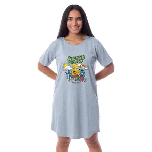 Sesame Street Women's Vintage Print 1969 Nightgown Sleep Pajama Shirt Dress