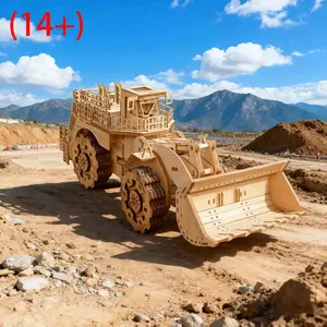 3D Wooden Puzzle Engineering Bulldozer DIY Moveable Assembly Model, Ideal Gift for Holidays or Birthdays, Perfect for Kids and Adults