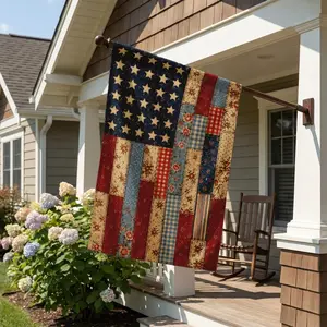 Vintage Patchwork American Flag, Rustic Americana Yard Sign, Cottage Garden 4th of July Decor, 1776-2026 Flag ( Flag Only - Pole Not Included )