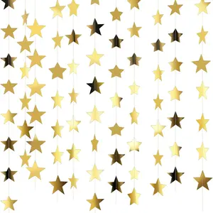 Patelai Glitter Star Garland Banner, 130 Feet, Graduation Decor, Party Birthday Classroom Wedding Supplies, Twinkle Backdrop