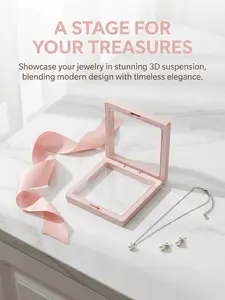 5-Pack 3D Floating Jewelry Display Boxes, Dustproof Transparent Hanging Storage, for Necklaces Bracelets Rings Coins Earrings Brooches