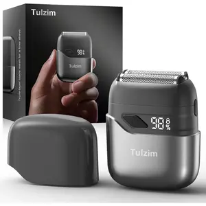 [TikTokShopStockUp]Tulzim Upgrade Foil Shavers for Men Mini Razor Compact Face Shaver IPX7 Waterproof Wet Dry USB Rechargeable Flexible Floating Three-Head Design LED Display Travel Lock Design Fathers Day Gift