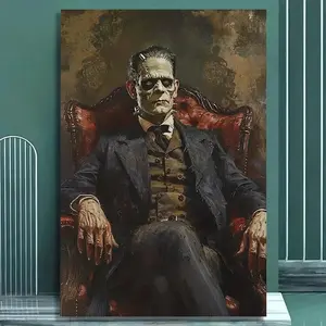 1PC Framed 2D Graphic Design Frankenstein Canvas Print Vintage Movie Character Wall Art, Home and Office Decor, Great for Room Decoration, Ornaments, Decor, Decoration