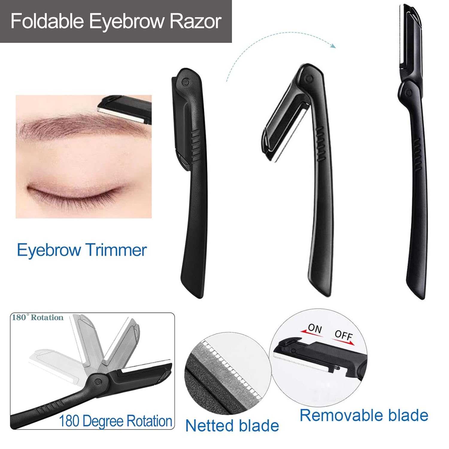 Eyebrow Razor, KAJUDA Eyebrow Kit, 5 in 1 Eyebrow Trimmer, Eyebrow Grooming Set for Women and Men, Including Comb Tweezers, Scissors, Brow Razors, Brush for Eyebrow Eyelash Extensions Eyebrow Razor, KAJUDA Eyebrow Kit, 5 in 1 Eyebrow Trimmer, Eyebrow Grooming Set for Women and Men, Including Comb Tweezers, Scissors, Brow Razors, Brush for Eyebrow Eyelash Extensions