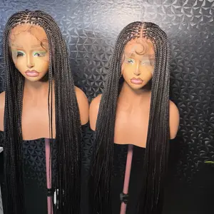 Spanish Bone straight  knotless braids in 30 inches made with 100% human hair lace with bleached knots in black. Medium: Cap size :21.5 – 22.5”