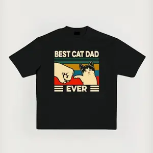 180g[100%cotton]Best Cat Dad Ever Solid Color Cotton T-shirt