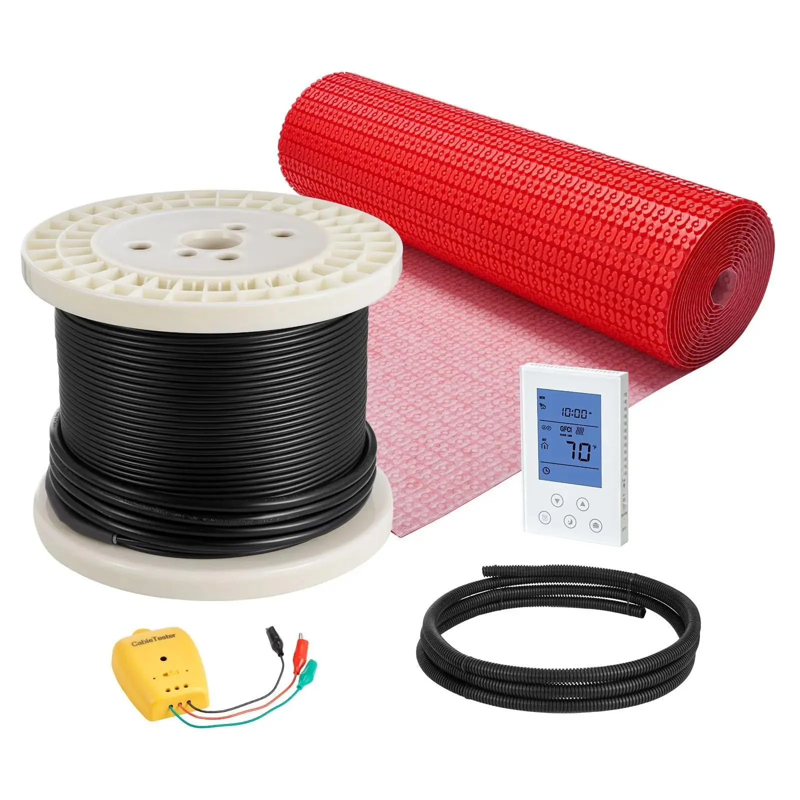 VEVOR 100 sqft Corded Electric Radiant Floor Heating Mat System, 120V Adjustable Secure Silent System with Decoupling Membrane, Smart Control Thermostat & Alarm, Easy Installation for Tile, Stone, Vinyl#BackToSchool