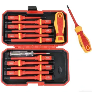 13-Piece Insulated Electrician Screwdriver Set - Professional Anti-Shock Hand Tools, Industrial Grade & Durable for Household Maintenance, Electrical Installations & Office Repair