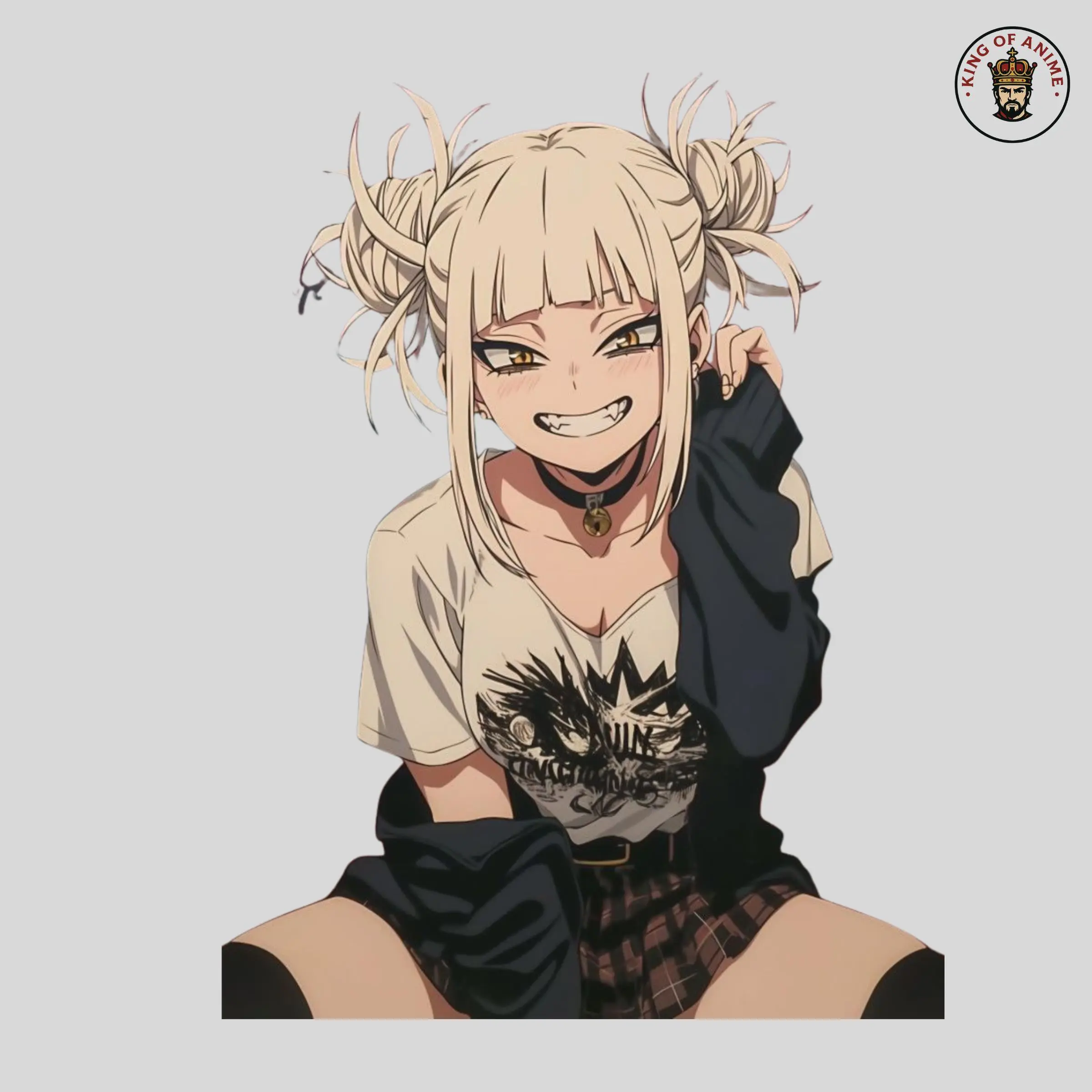 Playful Toga Skater Girl Sticker, Vinyl Sticker for Laptop Decor, Mischievous Anime Waifu in Plaid Skirt