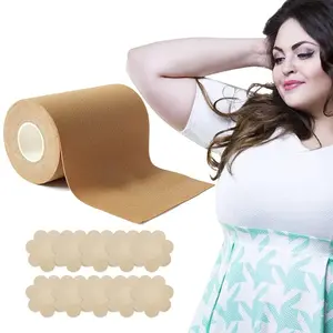 Boob Tape 4 inch Wide, Breast Lift Tape, Boobytape Plus for Lift Large Big Size and A to G Cup, Adhesive Bra Tape, Body Tape Chest Support. Fashion Push up in All Dress (Nude B)