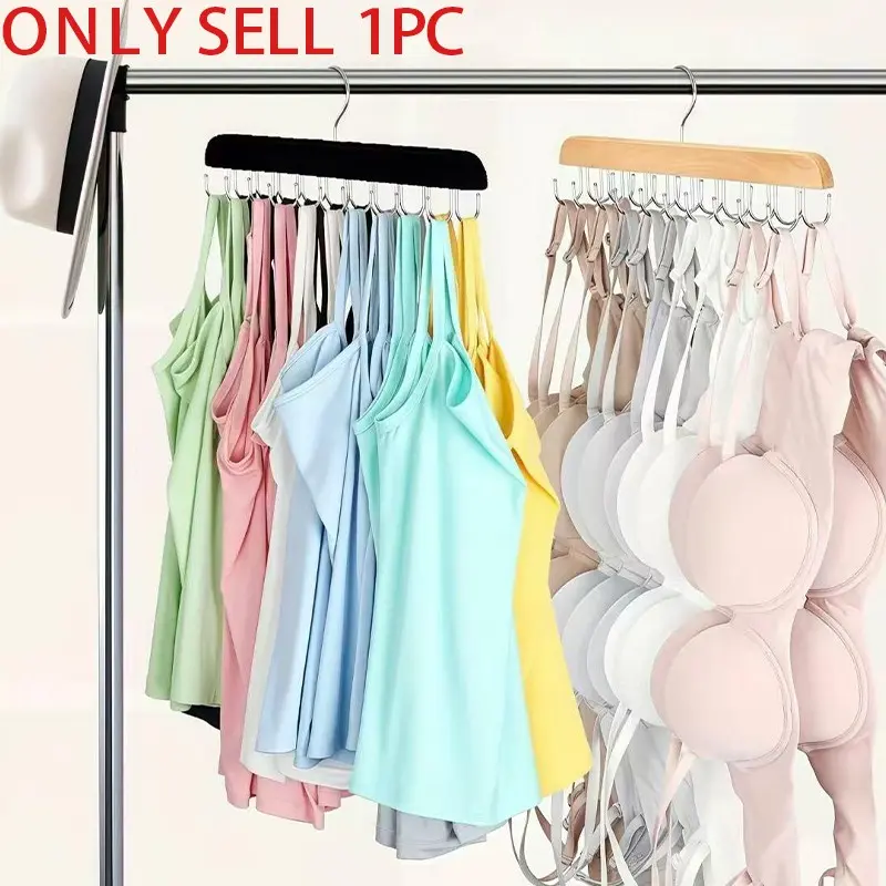 Wooden Tank Top Hanger, 360°Rotating Jeans Hanger, Belt Hanger, TieHanger, Durable & Fashionable Pastel Hanger for Closet, Rotatable Clothes Hanger, Home Decoration Hooks