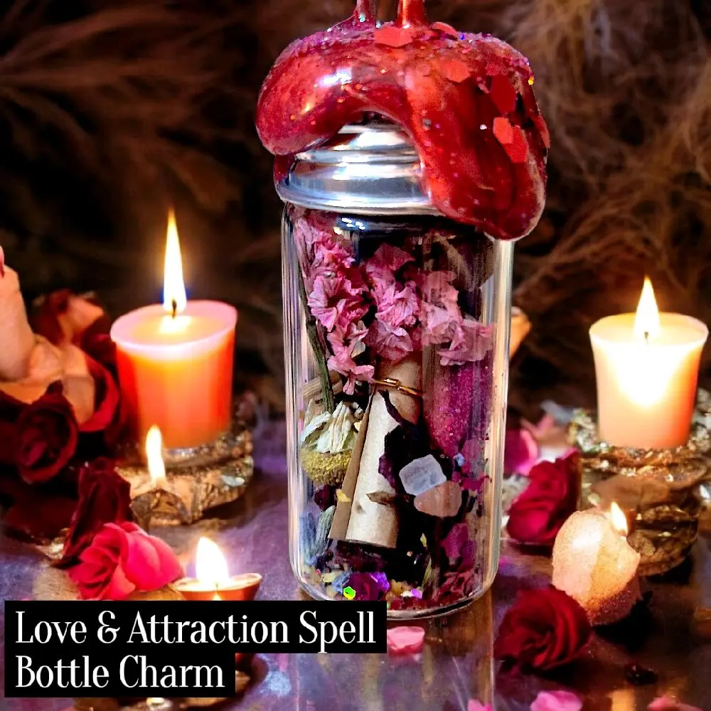 Love and Attraction Spell Jar Keychain charm