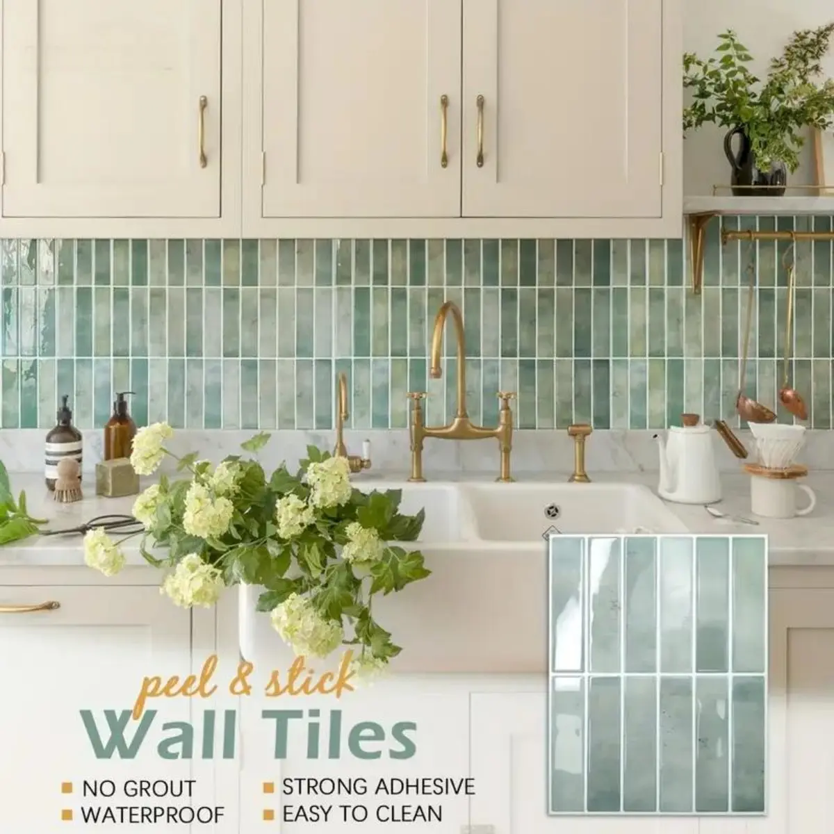 [Crystal Drop Glue 3D Mosaic Tile] 20pcs Crystal DropGlue3D Mosaic Tile -Self-Adhesive Wall stickersWaterproofHigh Temperature Resistant - Living RoomKitchenBacksplash Bathroom Home Wall Stickers-Aqua
