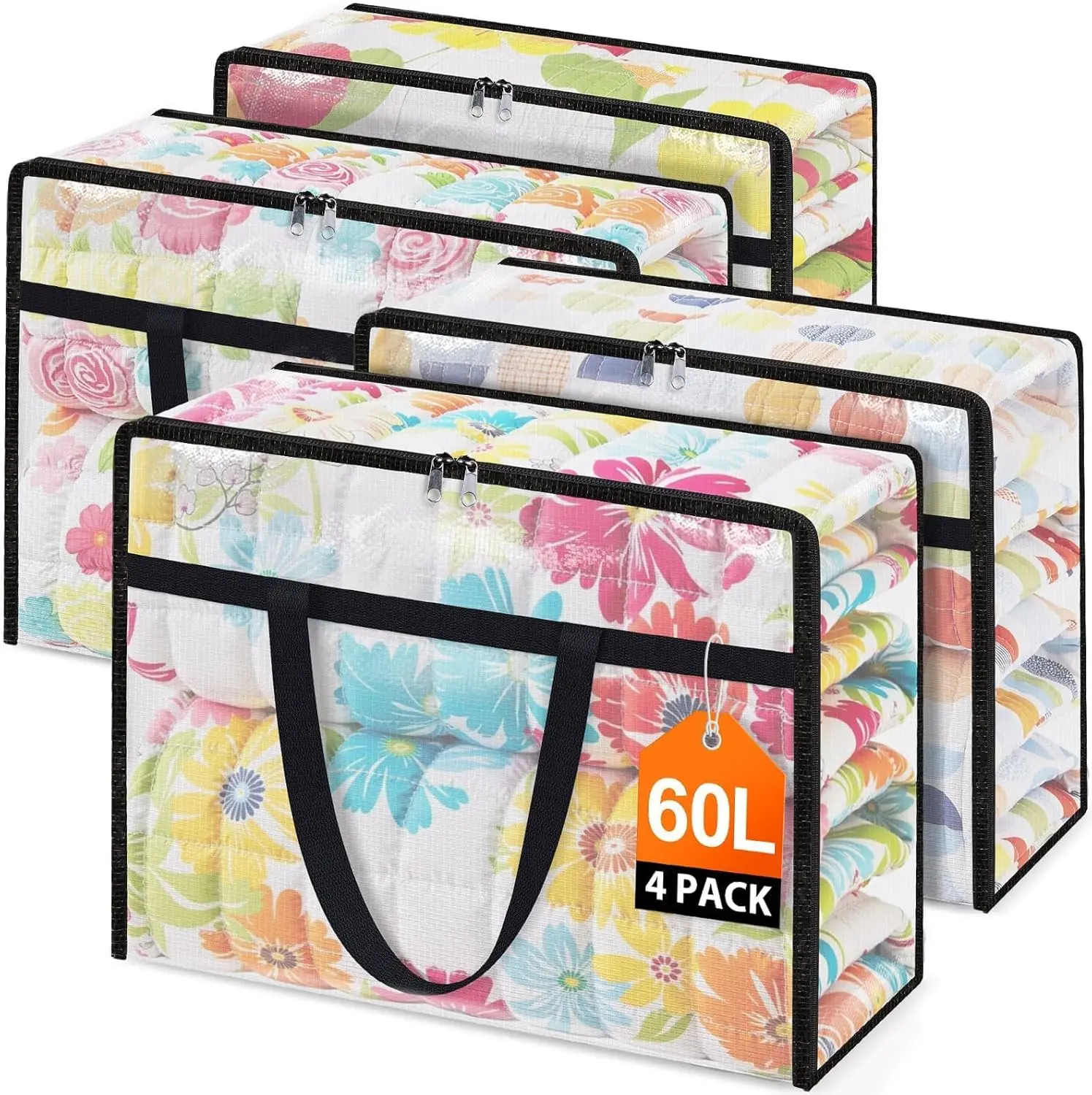 Clear Under Bed Storage Containers – 4 Pack Large Capacity Clothes Storage Bags with Lid for Comforters, Sheets & Bedding