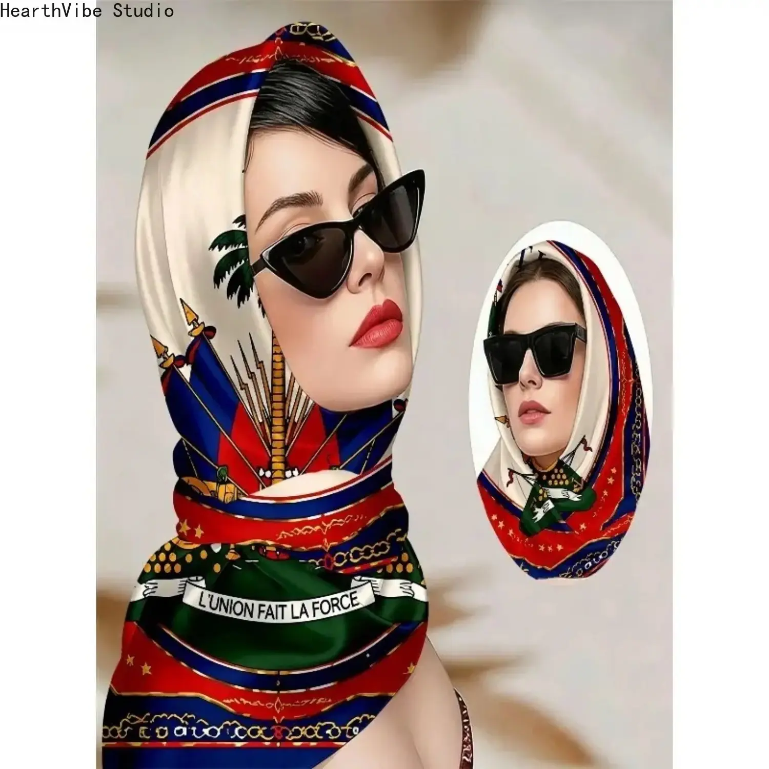 Haitian Independence Day Patriotic Red-White-Blue Palm Tree Bandana - Sporty Sports Headband, Soft Head Wrap, Hair Scarf, Fashion Neck Shawl, Lightweight Versatile Wall Decoration, Sporty Sports Headbands
