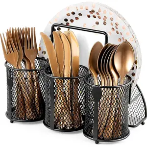Utensil Organizer Silverware - Utensil Holder for Cutlery Organizer Silverware for Camping Buffet Table (Black)