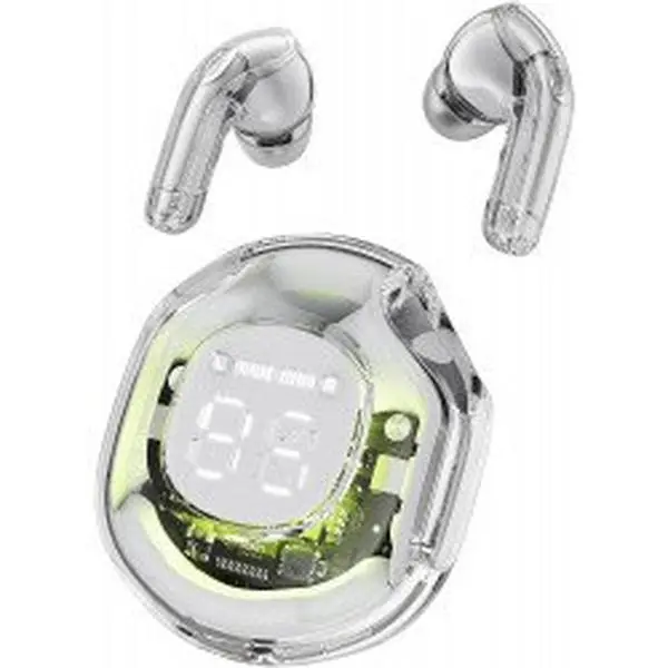 Kik_Elite Transparent In-Ear TWS Headphones Clear Precision Sound with Real-Time Battery Display BW09SC for Universal Cell Phone And Bluetooth Device (White)