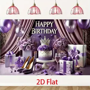 Birthday Party Background Banner, Polyester Photography Backdrop, Multi-Purpose Wall Hanging Sign, Perfect for Home Garden Yard Anniversary Photo Booth Props