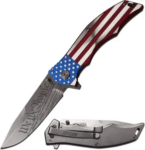 MTech USA Patriotic Folding Pocket Knife MX-A849CL 5" Closed 3.75" 3MM BLADE, USA Flag Knife