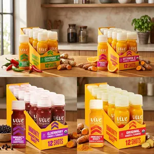 Vive Organic Immune Support Shot with Ginger Turmeric and Echinacea, Cold Pressed Wellness Drink, Immunity Boost, Vegan Gluten Free Natural Ingredients Made in USA