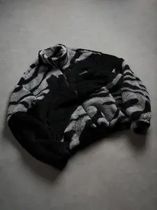Unisex Y2K Style Letter Print Camo Patchwork Fleece Jacket Coats, Fall & Winter Warm Streetwear, Perfect Gift, Couple Fashion
