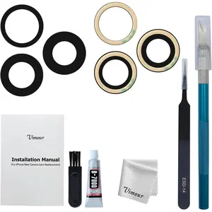 Rear Camera Lens Glass Replacement for iPhone 15 Pro Max Pre-Installed Adhesive with Installation Manual and Repair Tool Kits