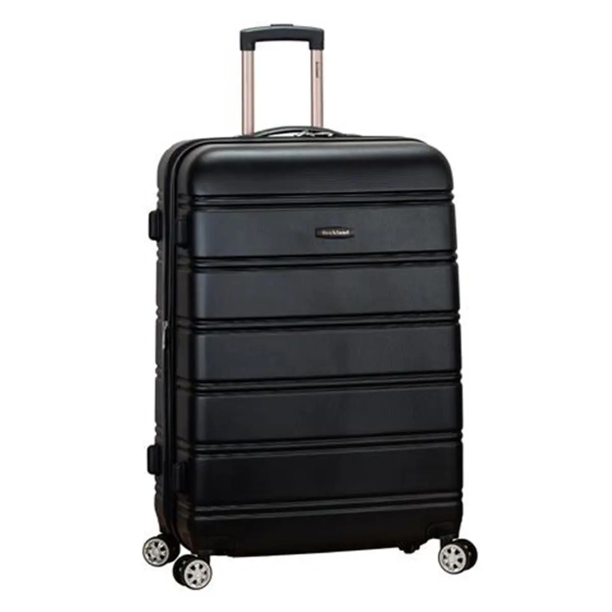 Rockland Hardside Spinner Suitcase, 28-Inch Expandable Synthetic Luggage with 8 Dual Wheels, Lightweight Carry for International Travel with Zip Bag Organization, Abs Plastic, Expandable Size, Chrome Telescoping Handle