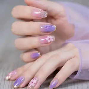 Pure handmade press-on nails almond shape medium length
