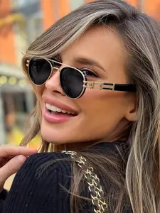 Women's Metal Oval Frame Glasses, Elegant and Stylish, Lightweight and Compact, Perfect for Daily Commute, Office, Meetings, Training