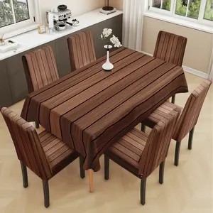 2/5/7PCS restaurant chair tablecloth cover, imitation wood floor pattern print, elastic polyester fiber sliding cover, sewn closed, detachable cleaning, suitable for home, office, hotel chair decoration, Chair Covers Set