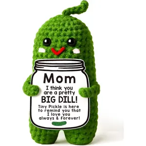 MAMAGIFTREE Mothers Day Birthday Gifts for Mom from Daughter Son, Handmade Crochet Pickle Plush “Big Dill” Gift for Mother in Law or Stepmom Mothers Day Keepsake, I Love You Mama Small Cute Decor