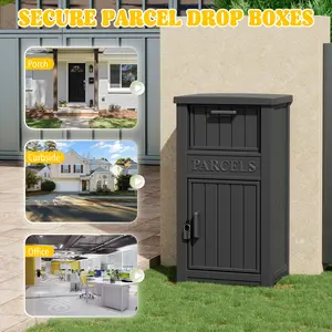 Parcel Drop Box with Anti-Theft Design, Large Capacity Package Delivery Box, Weatherproof Resin Lockable Mailbox for Porch, Curbside, Office – Secure One-Way-In System, All-Weather UV & Waterproof