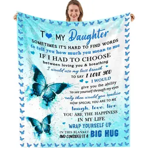 to My Daughter Gift Blanket, Daughter Birthday Gifts from Mom Dad, Gift for Daughter Graduation Wedding Day Soft Throw Blanket 50"x 60", Printed on One Side with a Plain White Back, Halloween Thanksgiving Christmas Gift