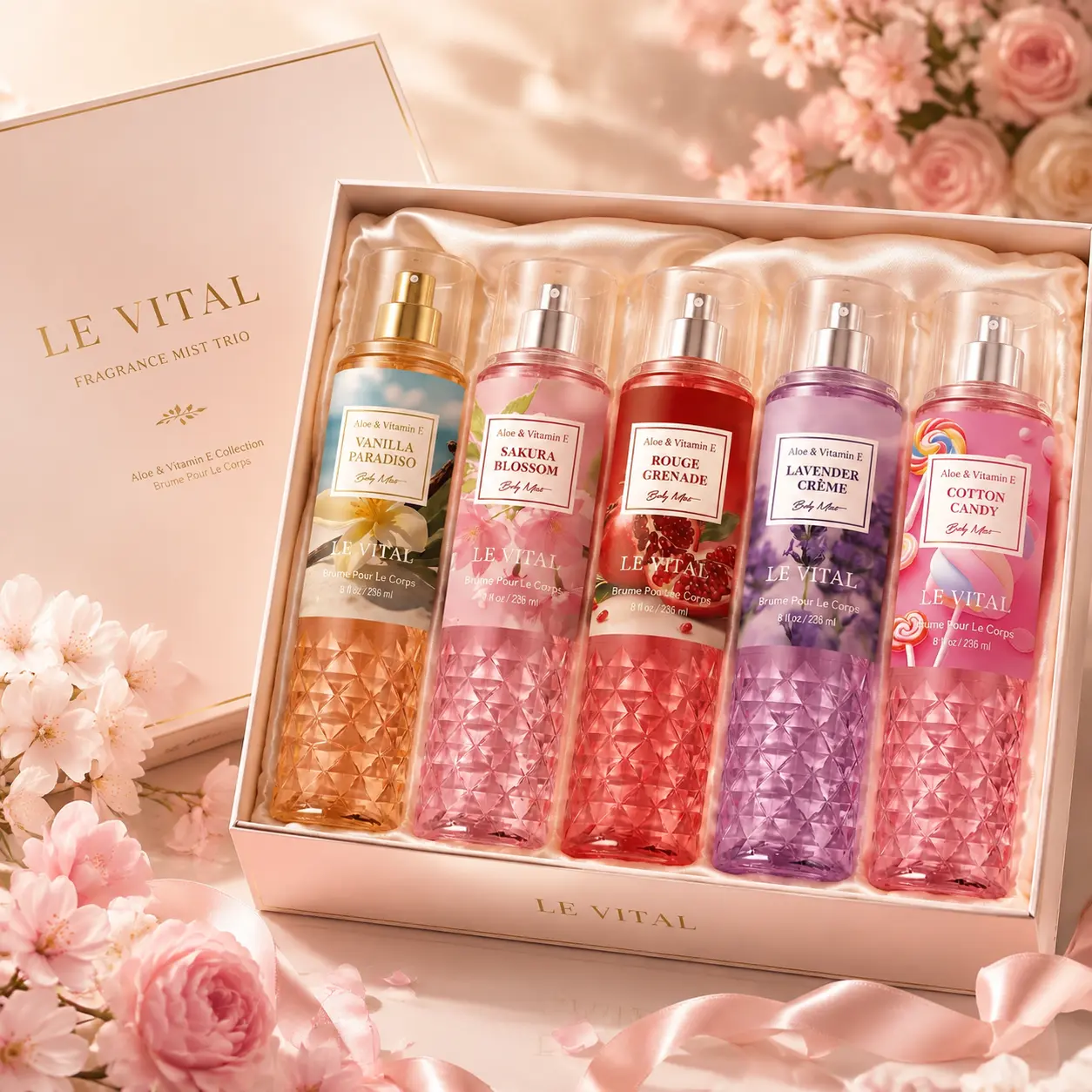 LE VITAL Hydrating Fine Perfume Spray (236ml) - Unisex Fragrance with 5 Distinct Scent Profiles, Aloe + Vitamins, Lasting Freshness, Refreshing Application, Multiple Scents
