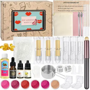 Lipstick Making Kit- 47Pcs DIY Matte Velvet Lipstick Set, Lip Gloss Kit, Make Your Own Lip Stain Kit with Beeswax Long-Lasting Quick-Drying Non-Stick Cup Lip Makeup Gift Kit for Women Beginner