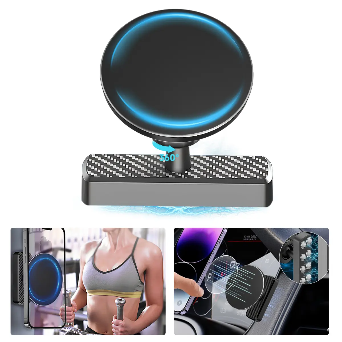 Magnetic Golf Cart Phone Holder, Gym Magnetic Phone Holder, Phone Mount Holder Compatible with MagSafe iPhone/Galaxy/Smartphones,  Gifts for Men Dad Father Husband Women Golfers