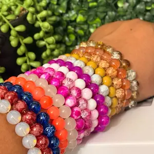 Vibrant Multi Gemstone Beaded Bracelet - Healing Crystal Design, Colorful Gem Jewelry for Women, Ideal for All Seasons