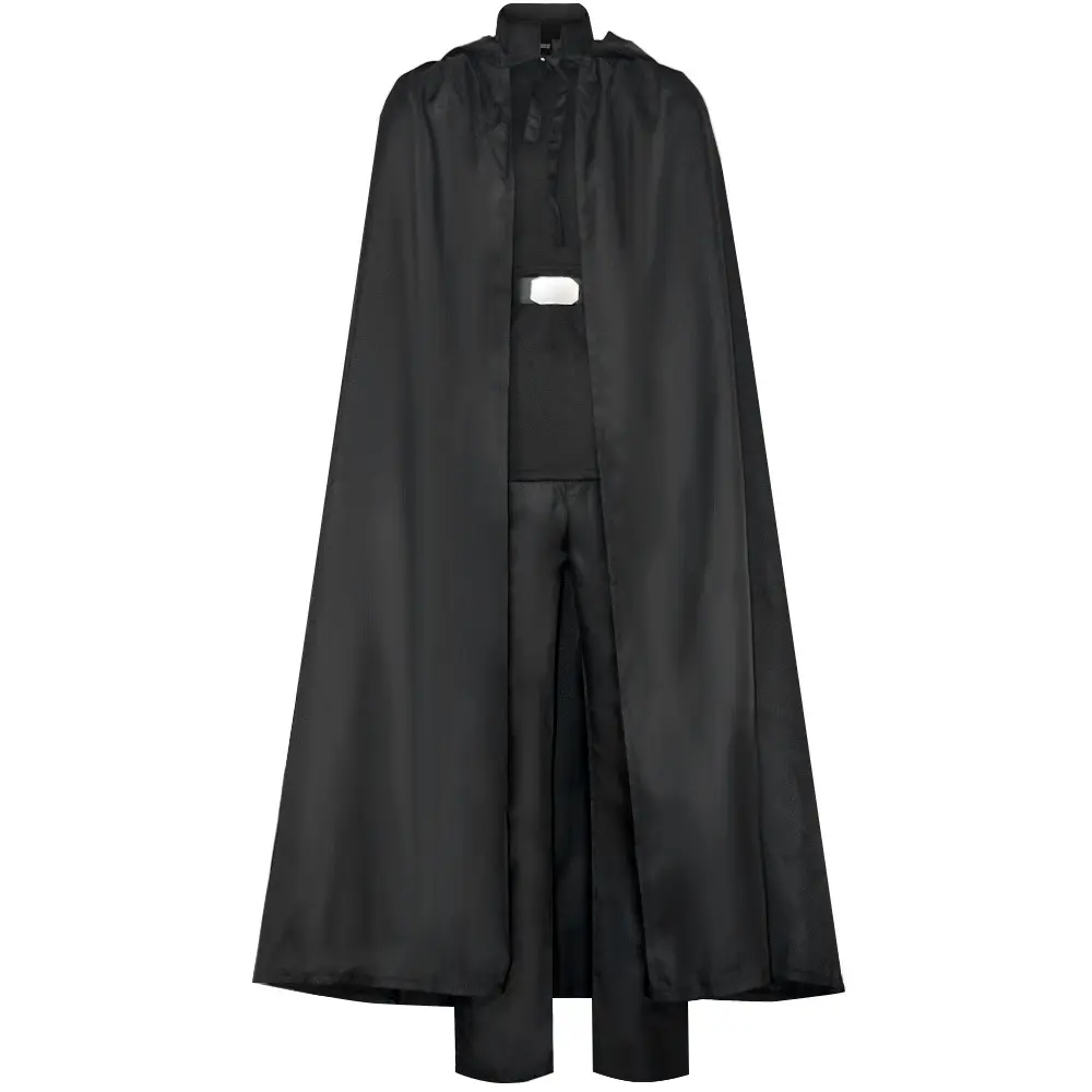Luke Skywalker Black Hooded Cloak Jedi Tunic Cosplay Costume Set with Faux Leather Belt for Comic Con