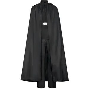 Luke Skywalker Black Hooded Cloak Jedi Tunic Cosplay Costume Set with Faux Leather Belt for Comic Con