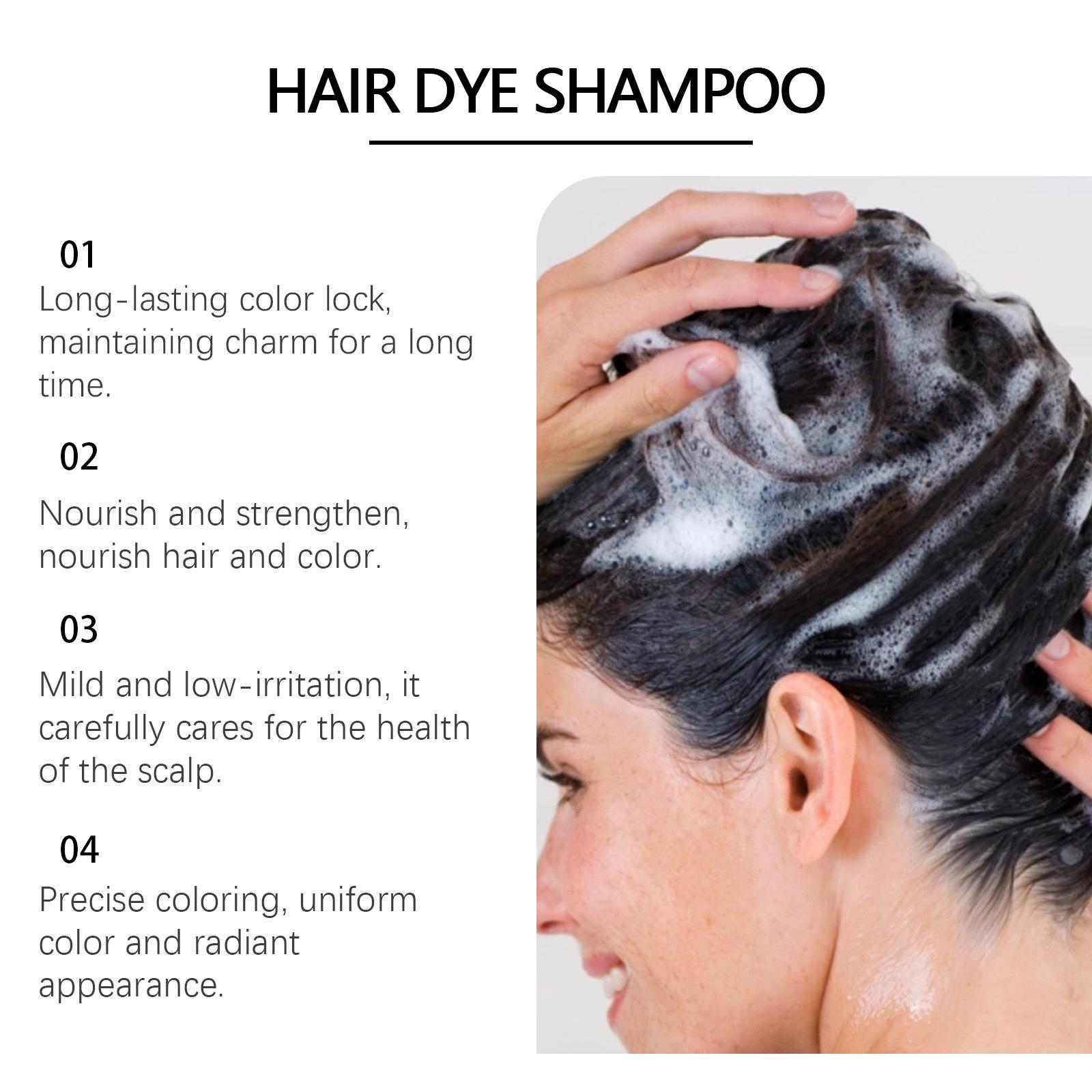 3 in 1 Hair Dye Shampoo Natural Herbal Ingredients Contains Ginseng Extract Black Hairdye Can Cover Gray Hairs Long Lasting Semi-Permanent Natural Color