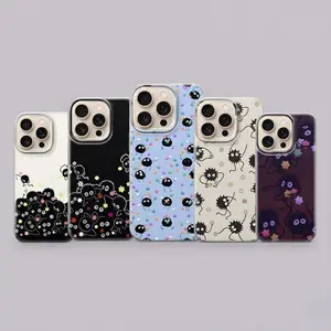 Soot Sprite Phone Case, Ghibli Susuwatari Cover for iPhone X, 11, 12, 13, 14, 15 & more – SS Galaxy S21 to S25 Ultra, Plus with Suction