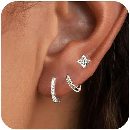 6 # Silver Ear Buckle Flower (Set of 3)